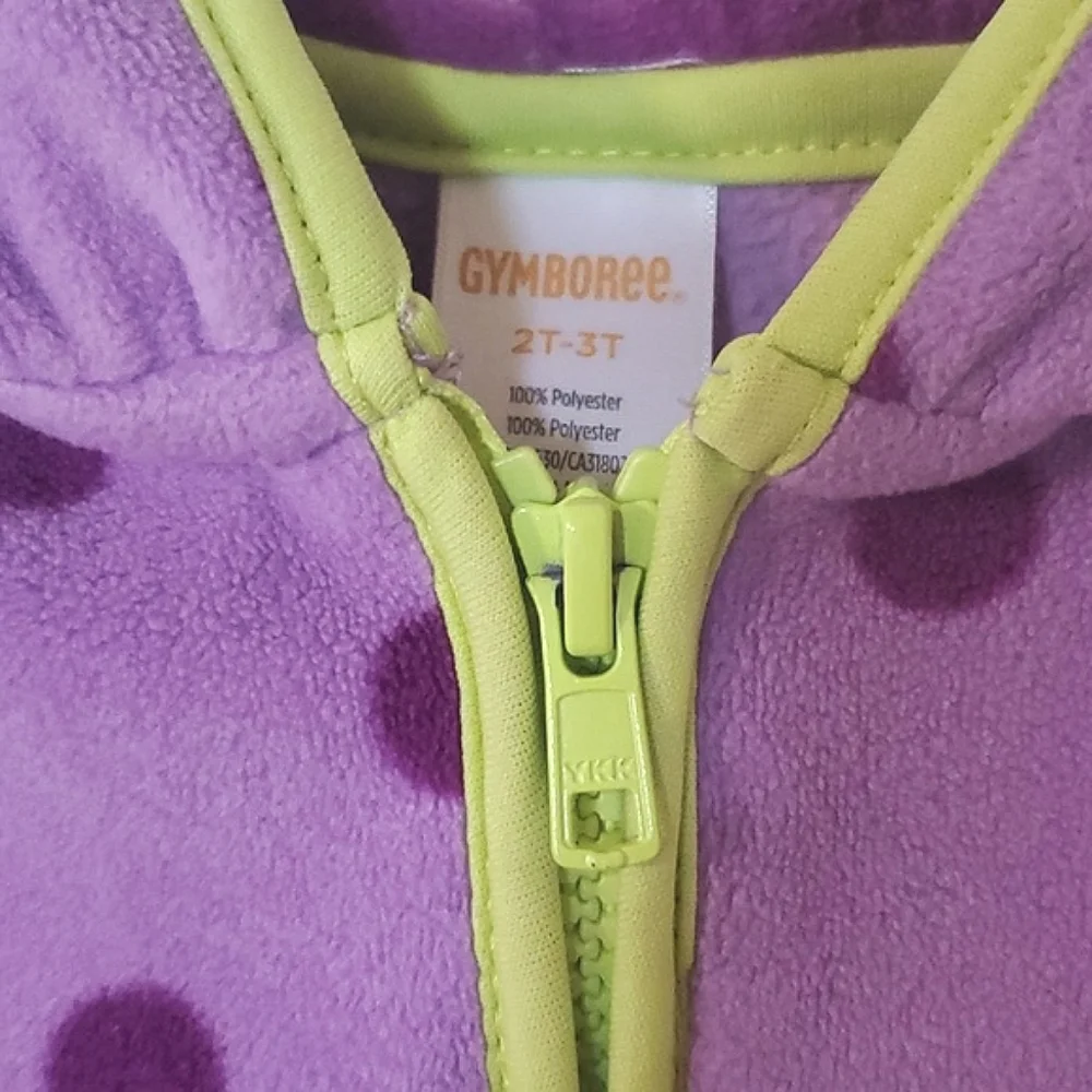Gymboree Lavender & Purple Polka Dot with Lime Green Trim Jacket Toddler 2T-3T - Picture 8 of 8